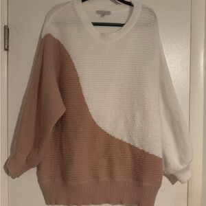 Miss Sparkling women’s sweater | size xl - asymmetrical white & tan color block